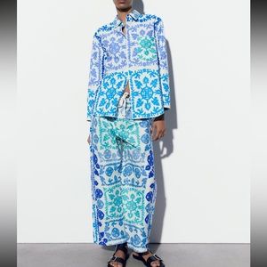 Zara Printed Poplin Pants